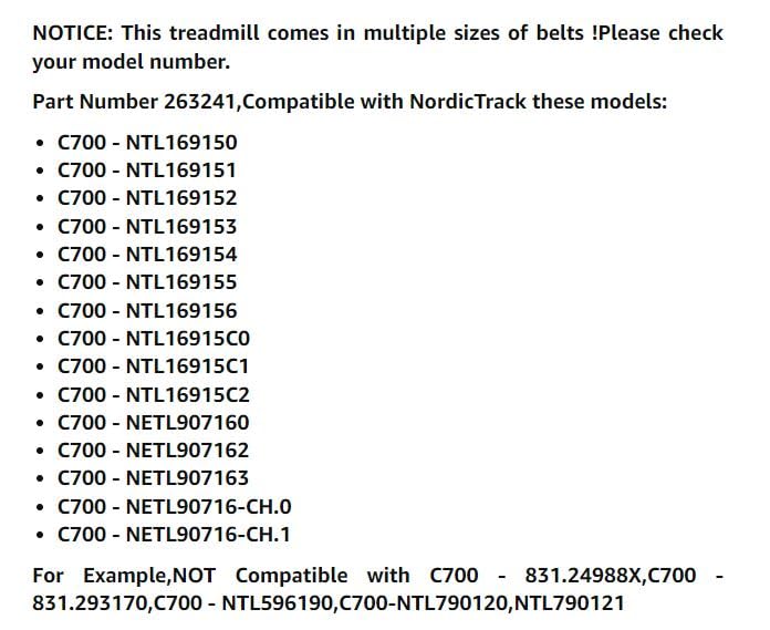 SHEJIO Treadmill (Running Belt) Walking Belt Compatible with NordicTrack C700,Part Number 263241,Model NTL169150,NTL169151,NTL169152,NTL16915C0,NTL16915C1,(Applicable Models Please Refer to The List) - Image 3